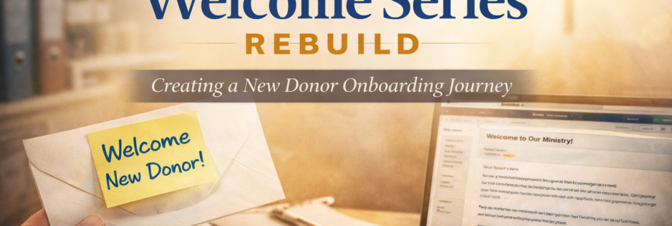 The Welcome Series Rebuild Graphic. Three letters and a Welcome Donor Letter