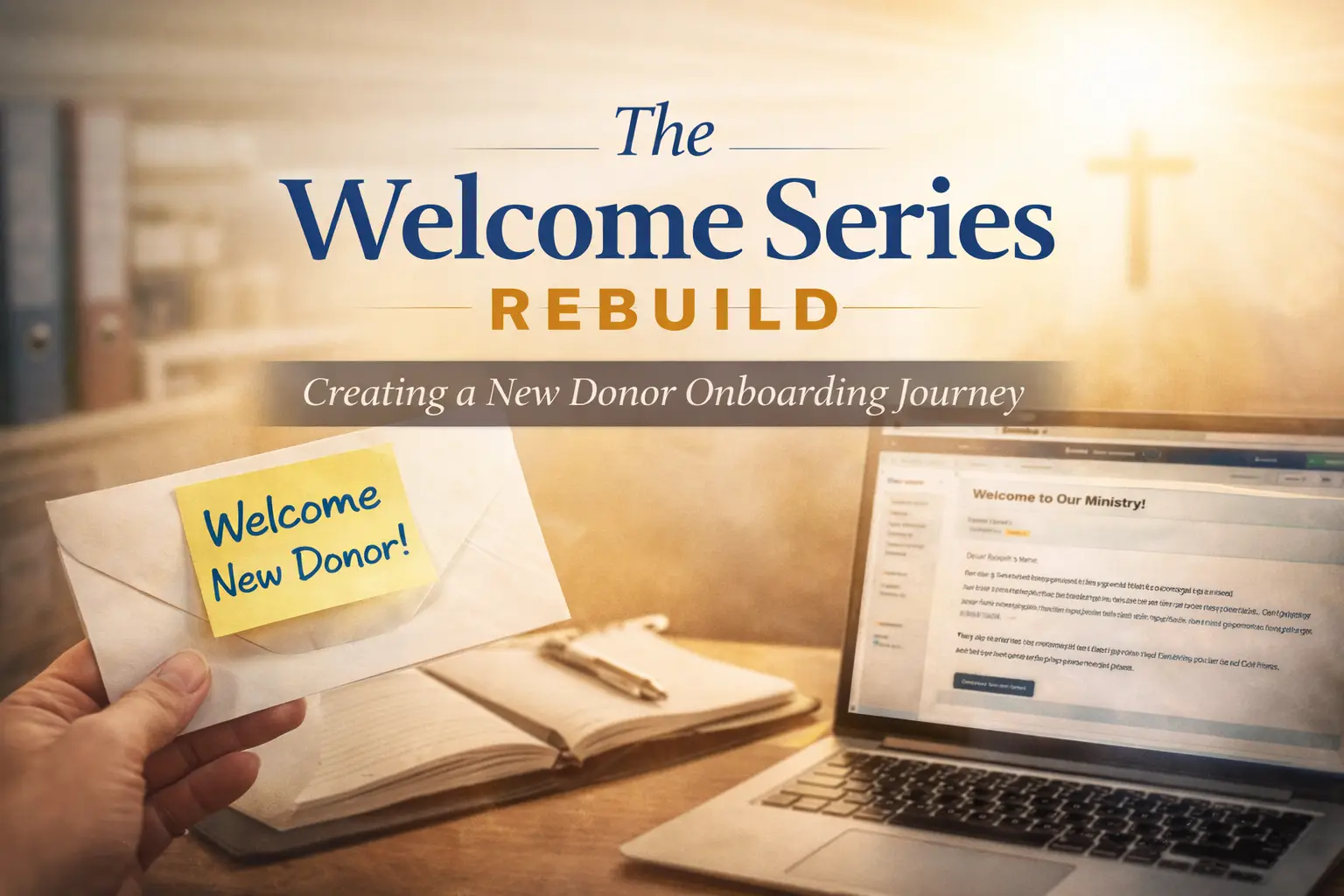 The Welcome Series Rebuild Graphic. Three letters and a Welcome Donor Letter