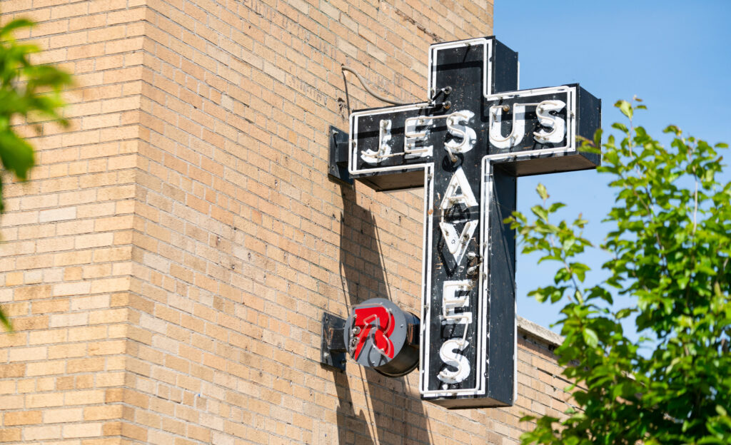A Jesus Saves sign representing ministries and faith-based nonprofit organizations.
